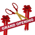 Grand Opening Kit-36" Ceremonial Scissors, Ribbon, Bows (Gold/Red)